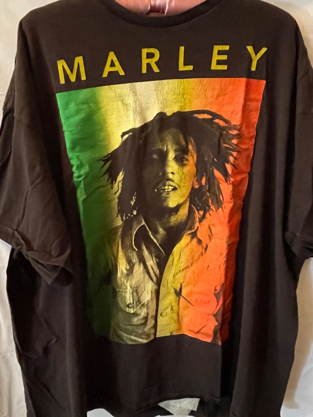Black Graphic Tee with Rasta Portrait Marley 3XL